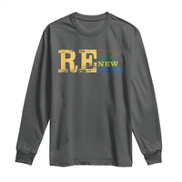 Retro Earth Day Long Sleeve Shirt Recycle Reuse Renew Rethink Protect Earth