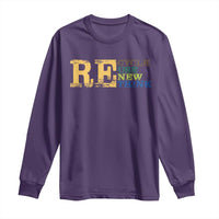 Retro Earth Day Long Sleeve Shirt Recycle Reuse Renew Rethink Protect Earth