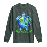 Earth Day 2025 Long Sleeve Shirt Save The Planet Sea Turtle Recycle Ocean Environment