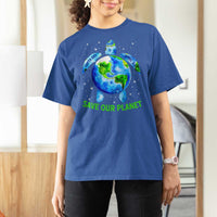 Earth Day 2025 T Shirt For Women Save The Planet Sea Turtle Recycle Ocean Environment