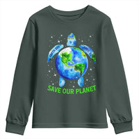 Earth Day 2025 Youth Sweatshirt Save The Planet Sea Turtle Recycle Ocean Environment