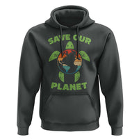 Retro Earth Day Hoodie Save Our Planet Sea Turtle Recycle Ocean Environment
