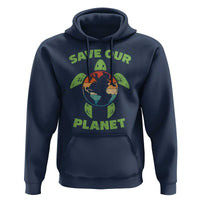 Retro Earth Day Hoodie Save Our Planet Sea Turtle Recycle Ocean Environment