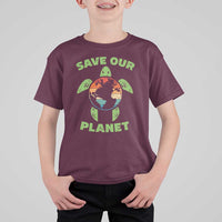 Retro Earth Day T Shirt For Kid Save Our Planet Sea Turtle Recycle Ocean Environment
