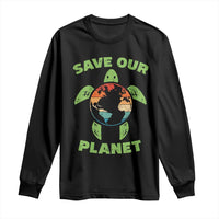 Retro Earth Day Long Sleeve Shirt Save Our Planet Sea Turtle Recycle Ocean Environment