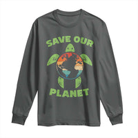 Retro Earth Day Long Sleeve Shirt Save Our Planet Sea Turtle Recycle Ocean Environment