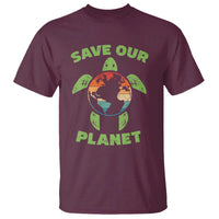 Retro Earth Day T Shirt Save Our Planet Sea Turtle Recycle Ocean Environment