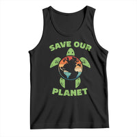 Retro Earth Day Tank Top Save Our Planet Sea Turtle Recycle Ocean Environment