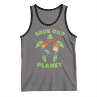 Retro Earth Day Tank Top Save Our Planet Sea Turtle Recycle Ocean Environment