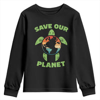 Retro Earth Day Youth Sweatshirt Save Our Planet Sea Turtle Recycle Ocean Environment