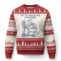 Funny Goose Psychologist Ugly Christmas Sweater Off To Regulate Emotions Mental Health Counselor