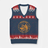 Master Baiter V-Neck Knit Sweater Vest Retro Bass Fishing Funny Fisher Fish Fisherman - Wonder Print Shop
