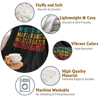 Master Baiter Throw Blanket Retro Bass Fishing Funny Fish Fisherman - Wonder Print Shop