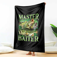 Master Baiter Throw Blanket Funny Bass Fishing Fisher Bootleg Graphic - Wonder Print Shop