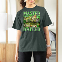 Master Baiter T Shirt For Women Funny Bass Fishing Fisher Bootleg Graphic - Wonder Print Shop