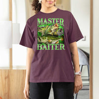 Master Baiter T Shirt For Women Funny Bass Fishing Fisher Bootleg Graphic - Wonder Print Shop