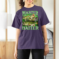 Master Baiter T Shirt For Women Funny Bass Fishing Fisher Bootleg Graphic - Wonder Print Shop