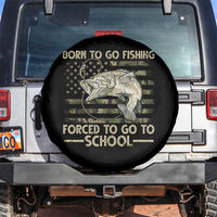 Born To Go Fishing Spare Tire Cover Forced School Fisherman Camouflage US Flag - Wonder Print Shop