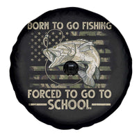 Born To Go Fishing Spare Tire Cover Forced School Fisherman Camouflage US Flag - Wonder Print Shop