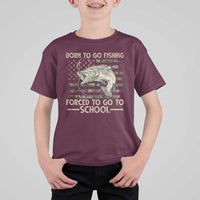 Born To Go Fishing T Shirt For Kid Forced School Fisherman Camouflage US Flag - Wonder Print Shop