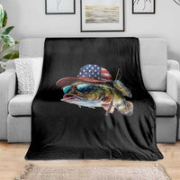 Funny Fishing American Flag Throw Blanket Patriotic Fisherman Family Gift - Wonder Print Shop