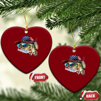 Funny Fishing American Flag Ceramic Ornament Patriotic Fisherman Family Gift - Wonder Print Shop