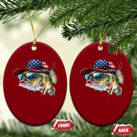 Funny Fishing American Flag Ceramic Ornament Patriotic Fisherman Family Gift - Wonder Print Shop