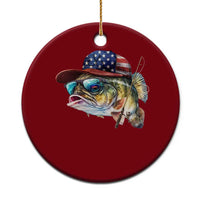 Funny Fishing American Flag Ceramic Ornament Patriotic Fisherman Family Gift - Wonder Print Shop
