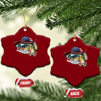 Funny Fishing American Flag Ceramic Ornament Patriotic Fisherman Family Gift - Wonder Print Shop