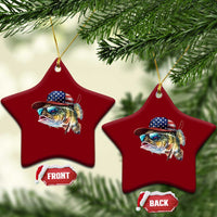 Funny Fishing American Flag Ceramic Ornament Patriotic Fisherman Family Gift - Wonder Print Shop