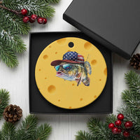 Funny Fishing American Flag Ceramic Ornament Patriotic Fisherman Family Gift - Wonder Print Shop