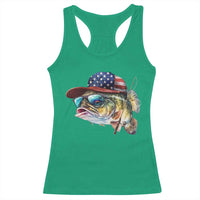 Funny Fishing American Flag Racerback Tank Top Patriotic Fisherman Family Gift - Wonder Print Shop