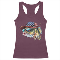 Funny Fishing American Flag Racerback Tank Top Patriotic Fisherman Family Gift - Wonder Print Shop