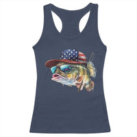 Funny Fishing American Flag Racerback Tank Top Patriotic Fisherman Family Gift - Wonder Print Shop