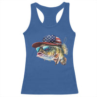 Funny Fishing American Flag Racerback Tank Top Patriotic Fisherman Family Gift - Wonder Print Shop