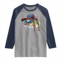 Funny Fishing American Flag Raglan Shirt Patriotic Fisherman Family Gift - Wonder Print Shop