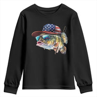 Funny Fishing American Flag Youth Sweatshirt Patriotic Fisherman Family Gift - Wonder Print Shop