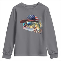 Funny Fishing American Flag Youth Sweatshirt Patriotic Fisherman Family Gift - Wonder Print Shop
