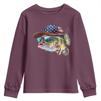 Funny Fishing American Flag Youth Sweatshirt Patriotic Fisherman Family Gift - Wonder Print Shop