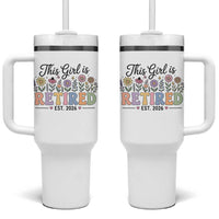 Retirement Gift For Her Tumbler With Handle This Girl Is Retired 2026 Floral Grandma Mom Teacher Coworker