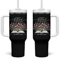 Officially Retired Tumbler With Handle Floral Teacher Retirement Coworker Gift Let The Fun Begin