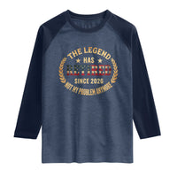 Retirement Gifts For Men 2026 Raglan Shirt The Legend Has Retired Retired Not My Problems Anymore US Flag