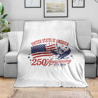 USA 250th Anniversary Throw Blanket Land Of The Free USA Patriotic 1776 2026 Statue Of Liberty Eagle Flag