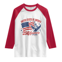 USA 250th Anniversary Raglan Shirt Land Of The Free USA Patriotic 1776 2026 Statue Of Liberty Eagle Flag