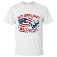 USA 250th Anniversary T Shirt Land Of The Free USA Patriotic 1776 2026 Statue Of Liberty Eagle Flag