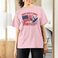 USA 250th Anniversary T Shirt For Women Land Of The Free USA Patriotic 1776 2026 Statue Of Liberty Eagle Flag