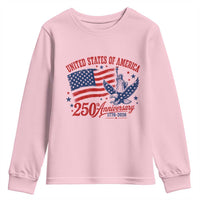 USA 250th Anniversary Youth Sweatshirt Land Of The Free USA Patriotic 1776 2026 Statue Of Liberty Eagle Flag