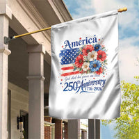 God 250th Anniversary USA Flag Floral Garden Flag Patriotic Freedom 4th of July 250 Years America