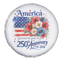 God 250th Anniversary USA Flag Floral Spare Tire Cover Patriotic Freedom 4th of July 250 Years America