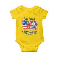 God 250th Anniversary USA Flag Floral Baby Onesie Patriotic Freedom 4th of July 250 Years America